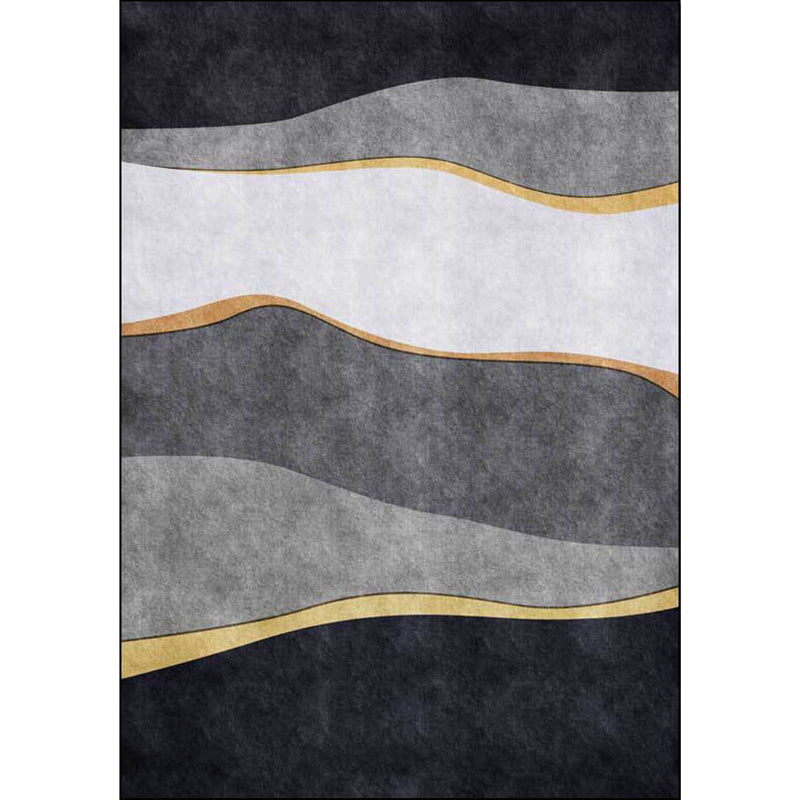 Rynx | Unique Colorblock Rug Black and Grey Modern Rug Polyester Washable Non-Slip Backing Area Rug for Living Room