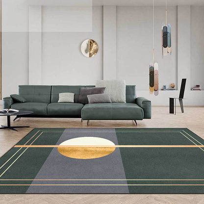 Rynx | Green and Grey Novelty Rug Polyester Abstract Rug Washable Non-Slip Backing Carpet for Living Room