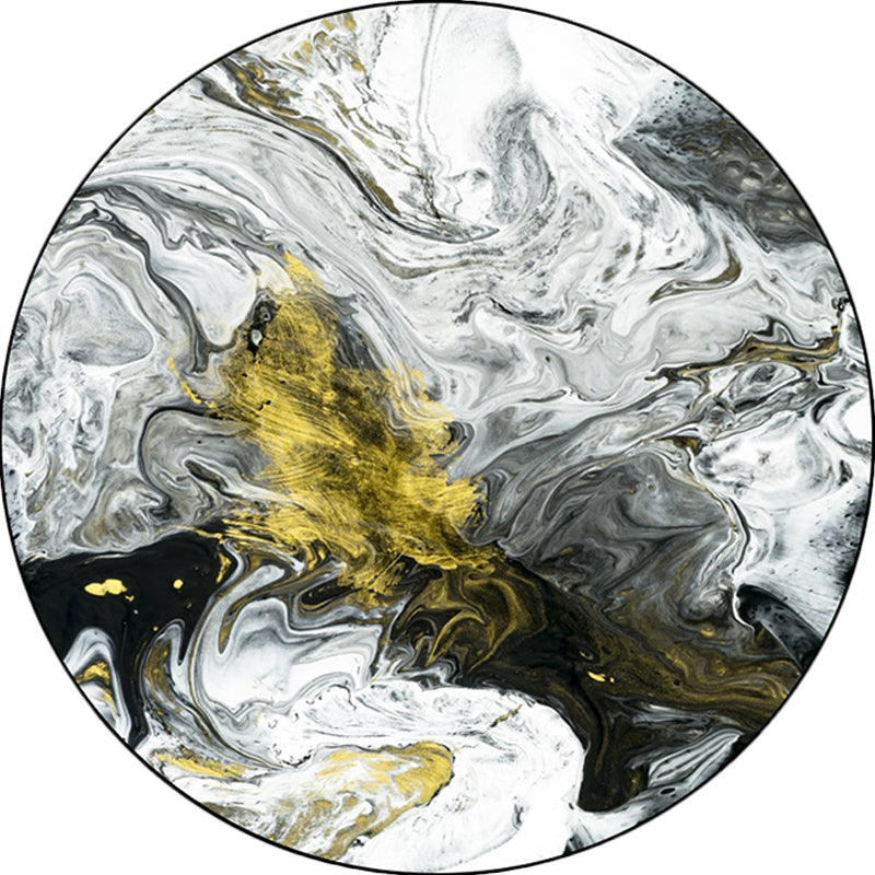 Rynx | Modern Living Room Rug in Black and White Abstract Oil Painting Print Rug Polyester Machine Washable Area Rug