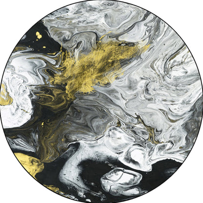 Rynx | Modern Living Room Rug in Black and White Abstract Oil Painting Print Rug Polyester Machine Washable Area Rug