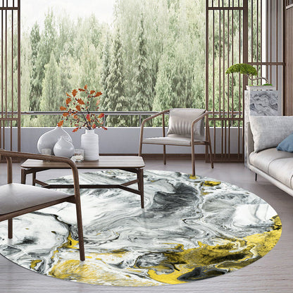 Rynx | Modern Living Room Rug in Black and White Abstract Oil Painting Print Rug Polyester Machine Washable Area Rug