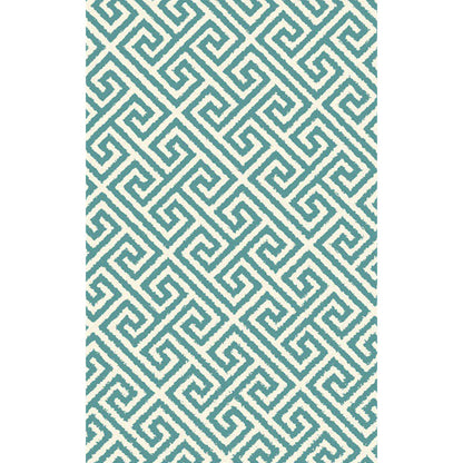 Rynx | Modern Living Room Rug in Green Geometric Greek Keys Print Rug Polyester Pet Friendly Area Rug