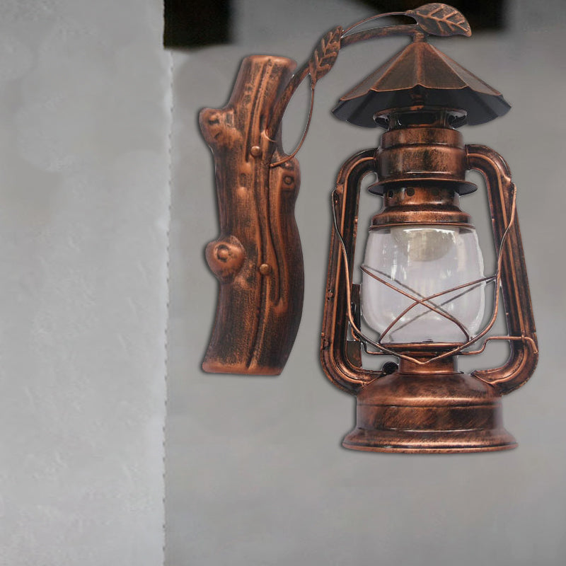 Rynx | Black/Bronze/Copper Kerosene Wall Lighting Coastal Clear Glass 1 Light Outdoor Wall Lamps Light