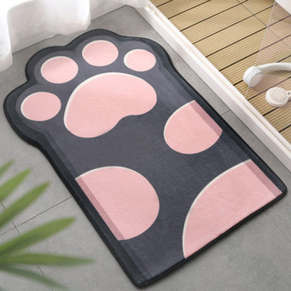 Rynx | Kids Bedroom Uneven Carpet in Pink and Purple Animal Paw Bow Print Carpet Polyester Non-Slip Background Carpet