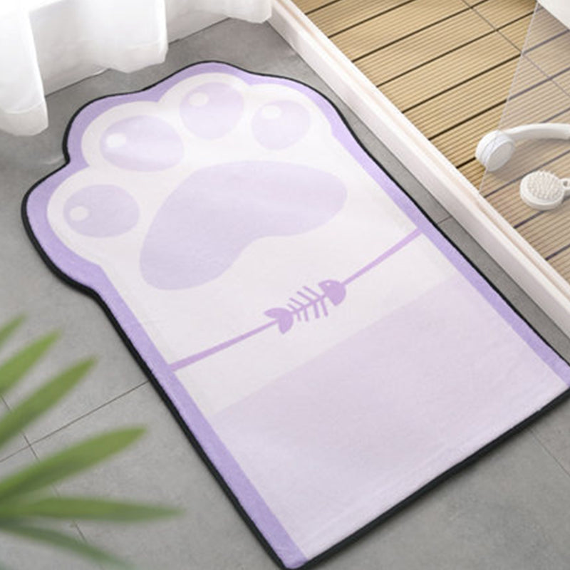 Rynx | Kids Bedroom Uneven Carpet in Pink and Purple Animal Paw Bow Print Carpet Polyester Non-Slip Background Carpet