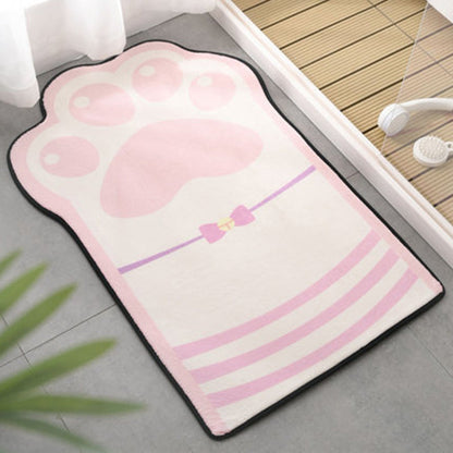 Rynx | Kids Bedroom Uneven Carpet in Pink and Purple Animal Paw Bow Print Carpet Polyester Non-Slip Background Carpet