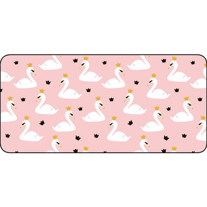 Rynx | Casual Kids Carpet in Pink Animal Swan Crown Pattern Carpet Polyester Non-Slip Rug for Children's Room