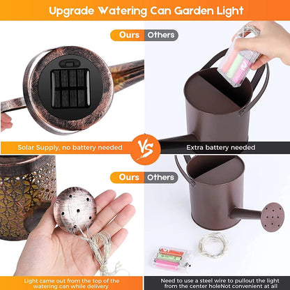 Rynx | Solar Waterfall Watering Can with Garden Lighting & Shepherd's Hook