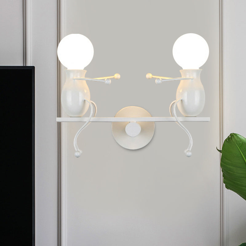 Rynx | Black/White/Red Childish Wall-Mounted Lamp Kids 2 Heads Metal Wall Light with Swing Arm