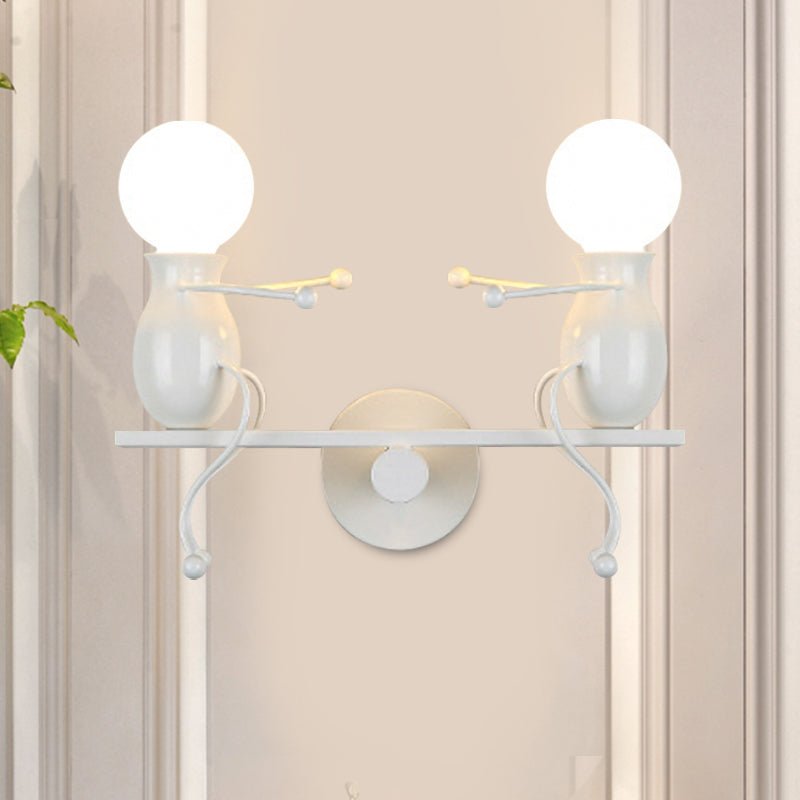 Rynx | Black/White/Red Childish Wall-Mounted Lamp Kids 2 Heads Metal Wall Light with Swing Arm