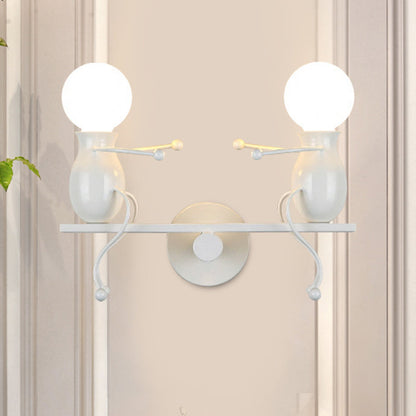 Rynx | Black/White/Red Childish Wall-Mounted Lamp Kids 2 Heads Metal Wall Light with Swing Arm