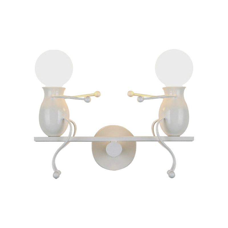 Rynx | Black/White/Red Childish Wall-Mounted Lamp Kids 2 Heads Metal Wall Light with Swing Arm