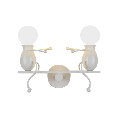 Rynx | Black/White/Red Childish Wall-Mounted Lamp Kids 2 Heads Metal Wall Light with Swing Arm