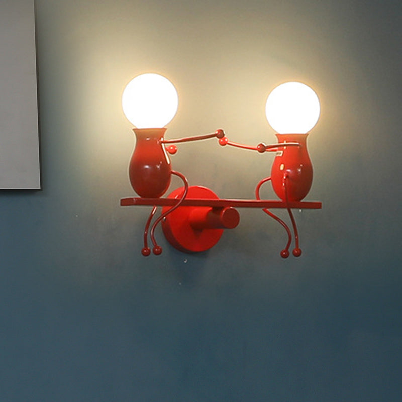 Rynx | Black/White/Red Childish Wall-Mounted Lamp Kids 2 Heads Metal Wall Light with Swing Arm