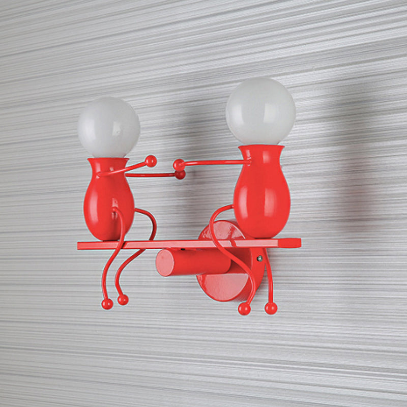 Rynx | Black/White/Red Childish Wall-Mounted Lamp Kids 2 Heads Metal Wall Light with Swing Arm