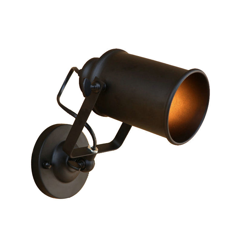 Rynx | Cylinder Metallic Wall Light Antique Style 1 Light Living Room Wall Mounted Light in Black/Rust