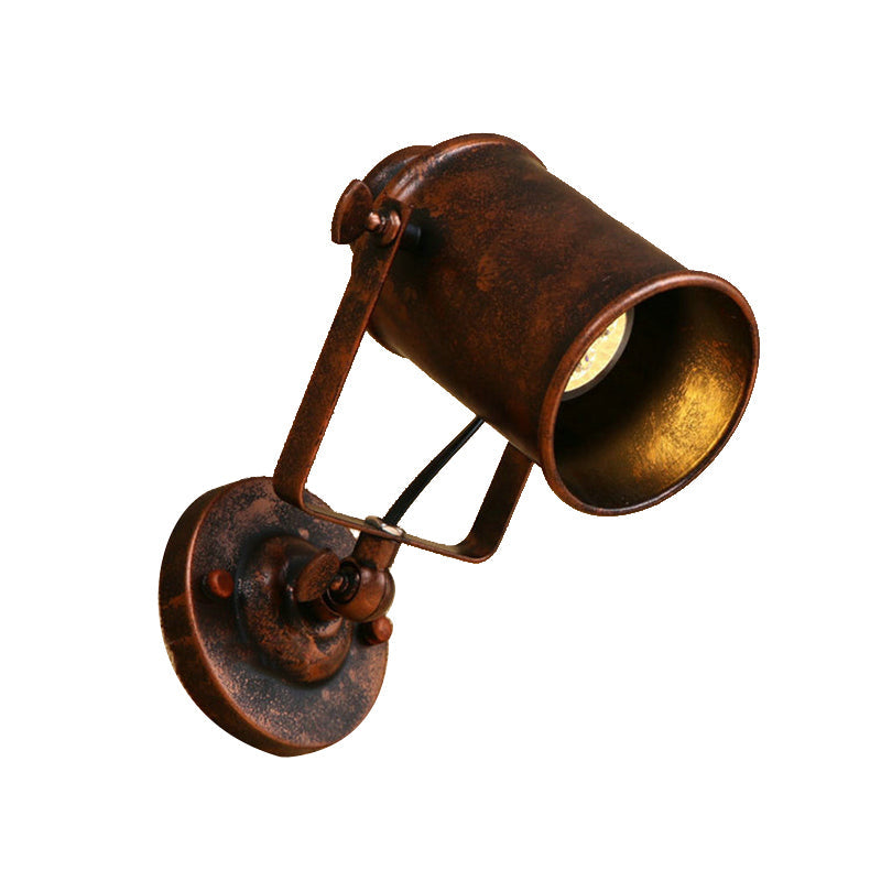 Rynx | Cylinder Metallic Wall Light Antique Style 1 Light Living Room Wall Mounted Light in Black/Rust