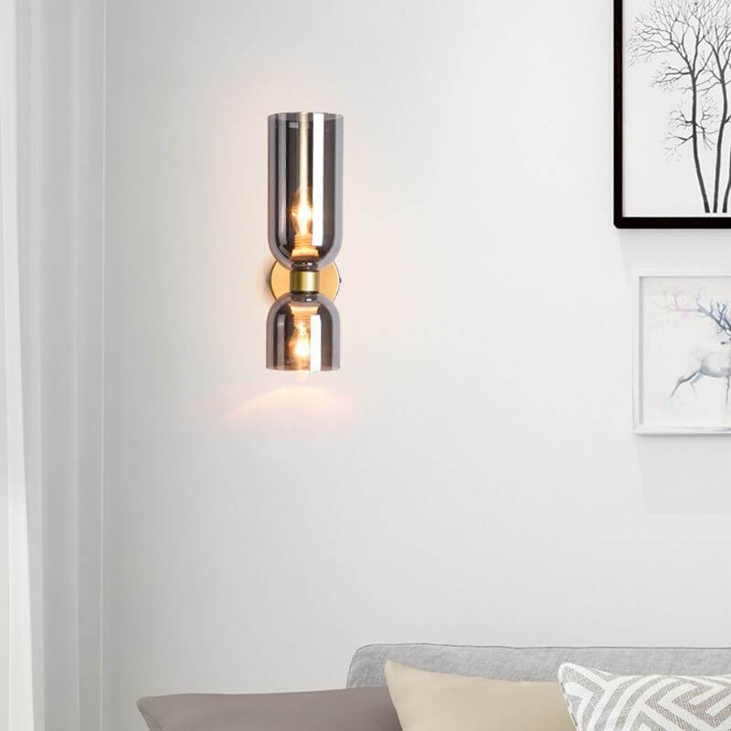 Rynx | Modern 2 Light Cylindrical Glass Shade Wall Light Lamp