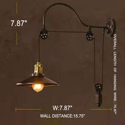 Rynx | IronScape Retro Industrial Wall Lamp | Wall Light with Pulley | Vintage Design