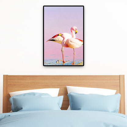 Rynx | Tropix Animal Flamingos Canvas Art Pink-Blue Textured Wall Decoration for the Seating Area