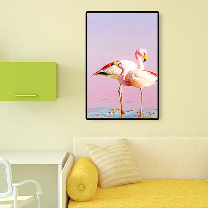 Rynx | Tropix Animal Flamingos Canvas Art Pink-Blue Textured Wall Decoration for the Seating Area