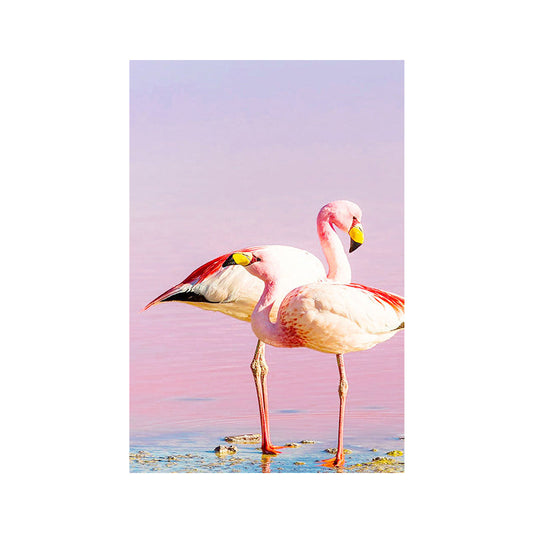 Rynx | Tropix Animal Flamingos Canvas Art Pink-Blue Textured Wall Decoration for the Seating Area
