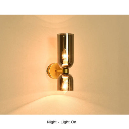 Rynx | Modern 2 Light Cylindrical Glass Shade Wall Light Lamp