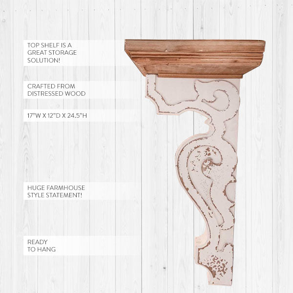 Rynx | Worn white and natural wood console shelf in the style of a console carrier