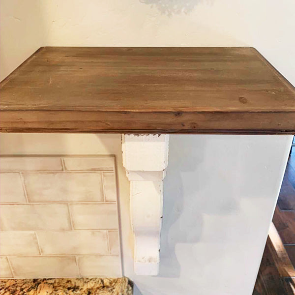 Rynx | Worn white and natural wood console shelf in the style of a console carrier