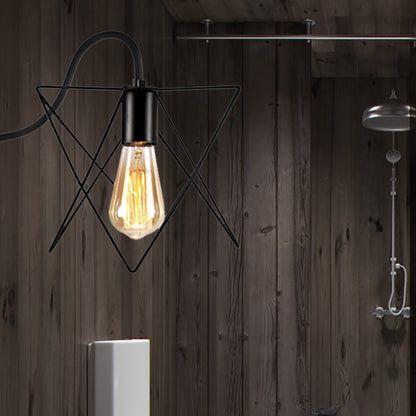 Rynx | Black 1 Head Wall Lamp Vintage Industrial Metal Bottle/Rectangular Wall Light Wall Lamp with Wire Frame for Café