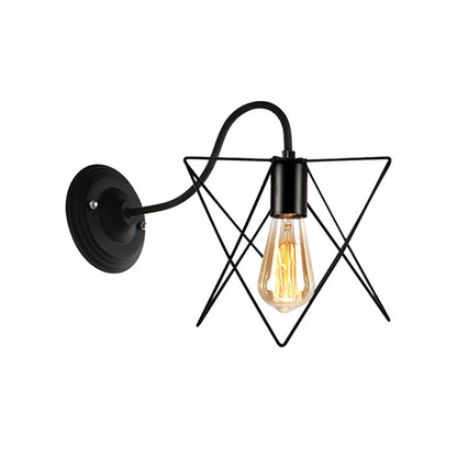 Rynx | Black 1 Head Wall Lamp Vintage Industrial Metal Bottle/Rectangular Wall Light Wall Lamp with Wire Frame for Café
