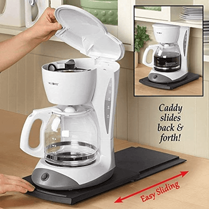 Rynx | Sliding Coffee Machine Tray - 12" Rolling Tray for Coffee Pots, Blenders, and Toasters with Smooth Rolling Wheels