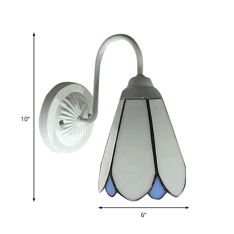 Rynx | Lily Wall Lamp 1 Head White Glass Tiffany Wall Mounted Light for Bedroom