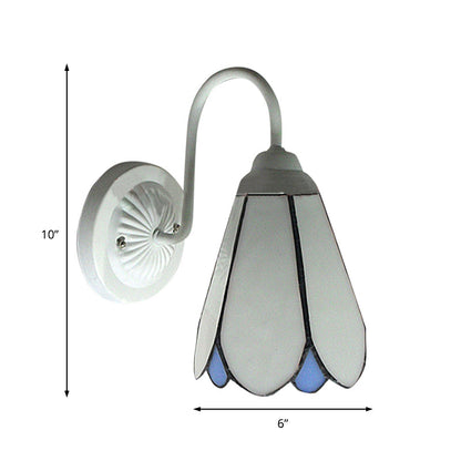 Rynx | Lily Wall Lamp 1 Head White Glass Tiffany Wall Mounted Light for Bedroom