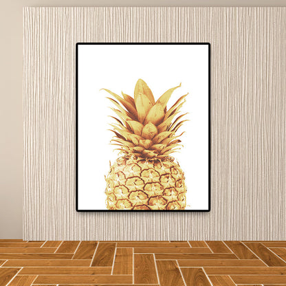Rynx | Golden Pineapple Wall Decoration Fruit Tropical Texture Canvas Print for Dining Room