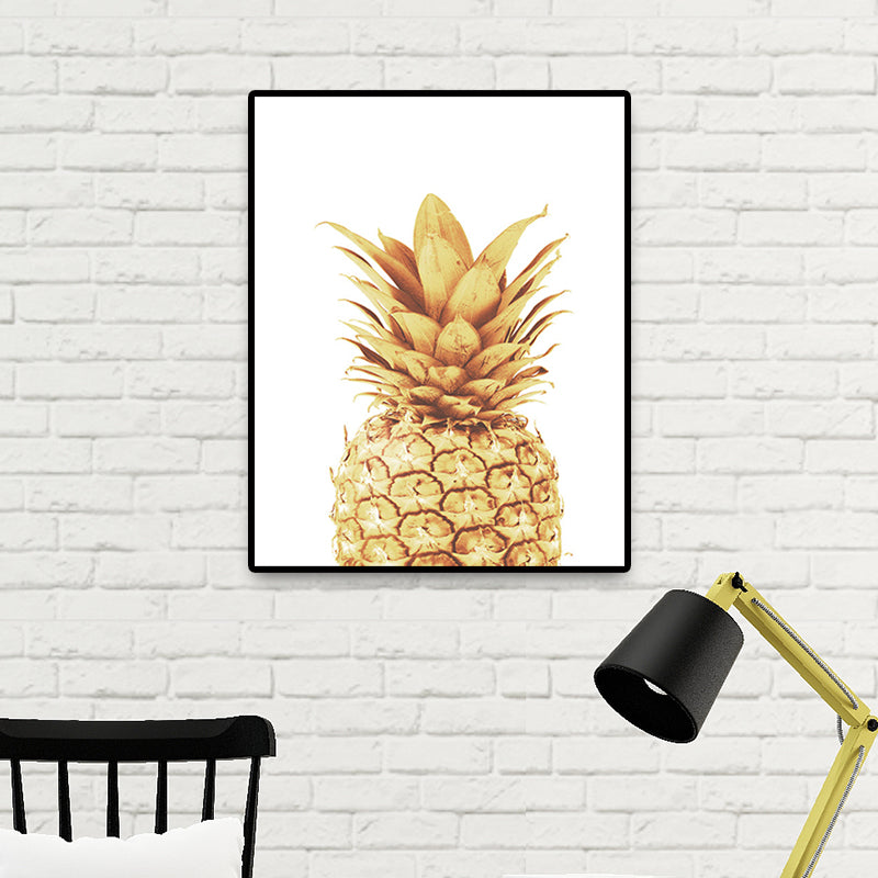 Rynx | Golden Pineapple Wall Decoration Fruit Tropical Texture Canvas Print for Dining Room