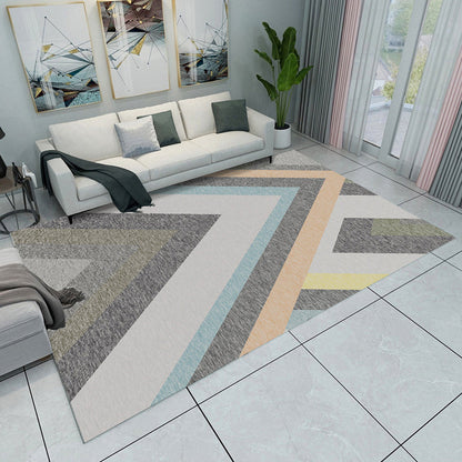 Rynx | Grey and Green Bedroom Rug Modern Color Block Pattern Area Rug Polyester Washable Pet Friendly Carpet