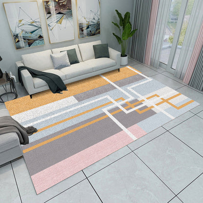 Rynx | Modern Living Room Rug Multicolored Color Block Geometry Print Rug Polyester Machine Washable Area Rug