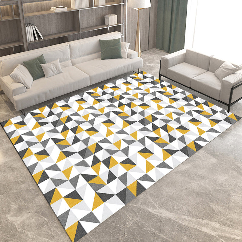 Rynx | Simple Modern Rug in Grey and Brown Geometry Pattern Rug Polyester Stain-Resistant Carpet for Home Decoration