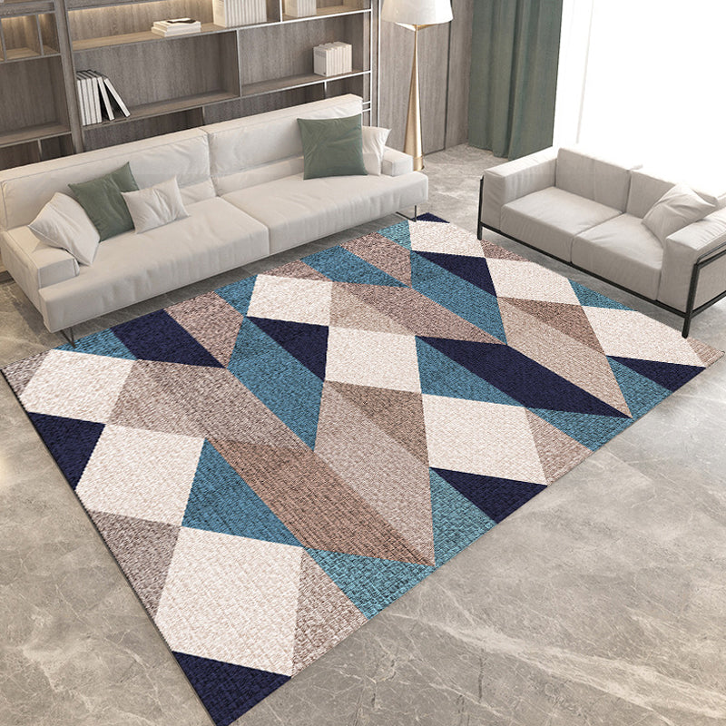 Rynx | Simple Modern Rug in Grey and Brown Geometry Pattern Rug Polyester Stain-Resistant Carpet for Home Decoration