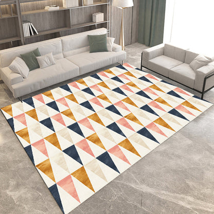 Rynx | Simple Modern Rug in Grey and Brown Geometry Pattern Rug Polyester Stain-Resistant Carpet for Home Decoration