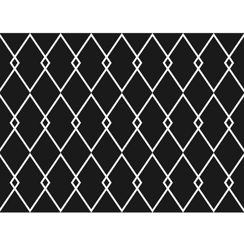 Rynx | Scandinavian Modern Rug in Black Geometry Rhombus Pattern Rug Polyester Anti-Slip Carpet for Home Decoration