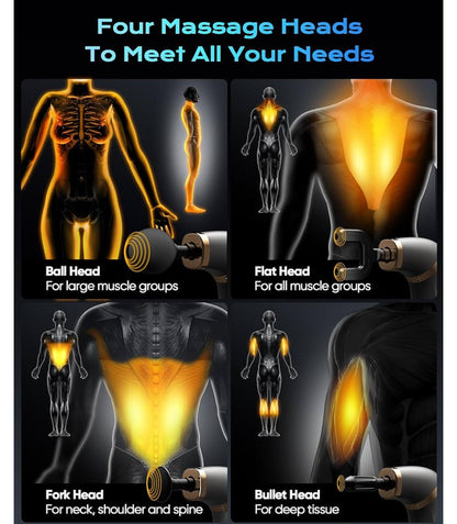 Rynx | U-shaped massage gun for full body training 4 massage heads