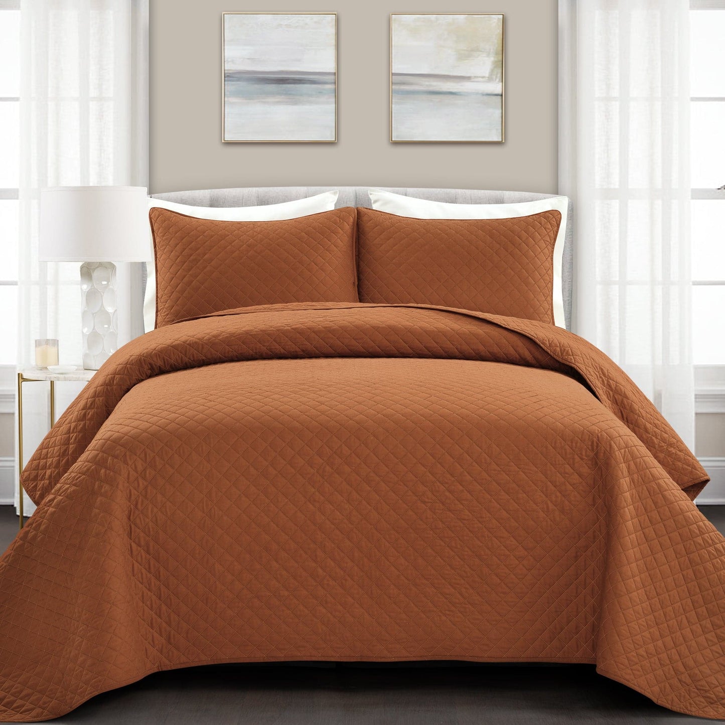 Rynx | Ava Diamond Plus Size Cotton Quilt Set