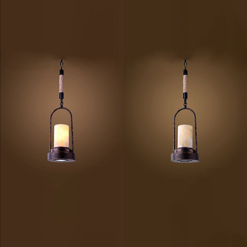 Rynx | HempCandle Industrial Pendant Light | Vintage Rope Design | 1-Light LED Hanging Lamp | Rustic Style