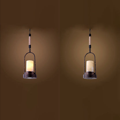 Rynx | HempCandle Industrial Pendant Light | Vintage Rope Design | 1-Light LED Hanging Lamp | Rustic Style