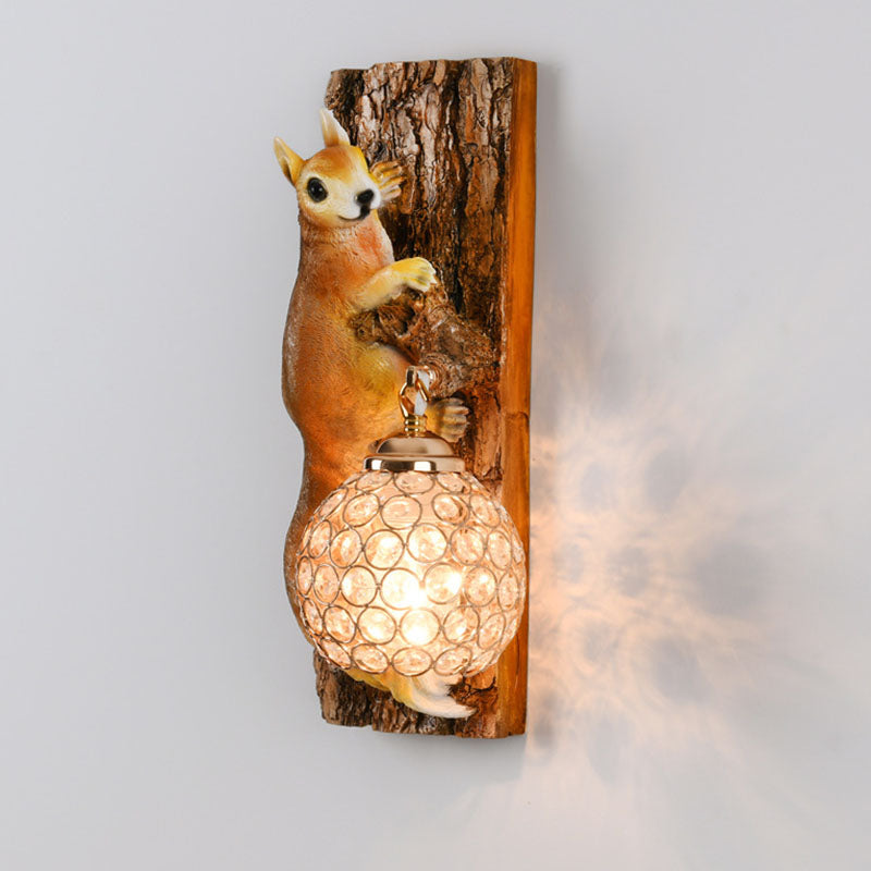 Rynx | Crystanova Wall light | Creative squirrel design | Crystal details | 1-bulb lamp for bedroom