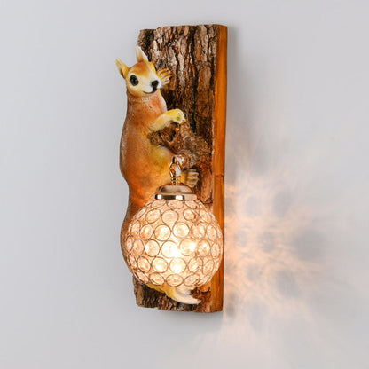 Rynx | Crystanova Wall light | Creative squirrel design | Crystal details | 1-bulb lamp for bedroom