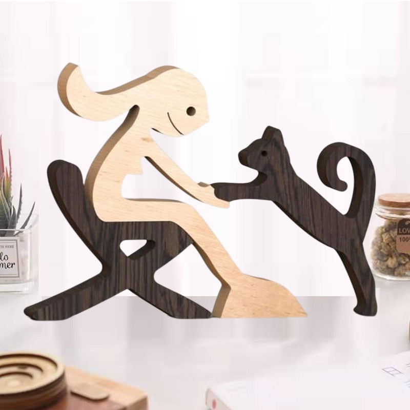 Rynx | Gift for Animal Lovers - Wooden Sculpture Table Ornaments - The Love Between You and Your Furry Friend