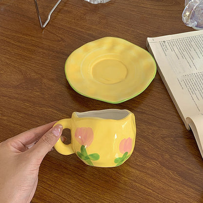 Rynx Retro hand-painted cup and saucer set